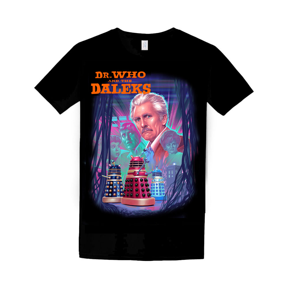 Dr Who and the Daleks - Black Gildan T-Shirt Peter Cushing Doctor