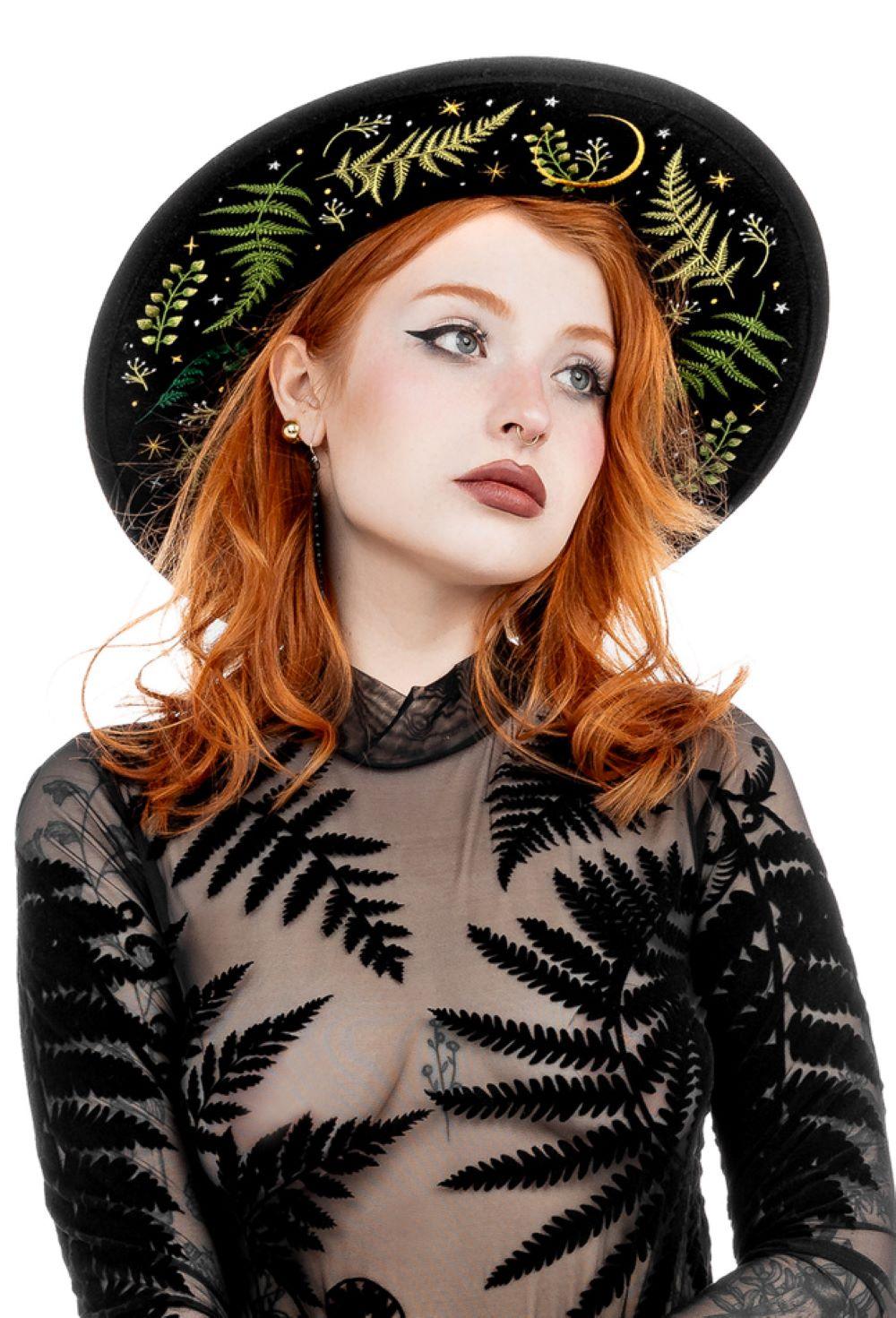 Restyle Herbal Wide Brim Gothic Hat Gothic Clothing – Wild