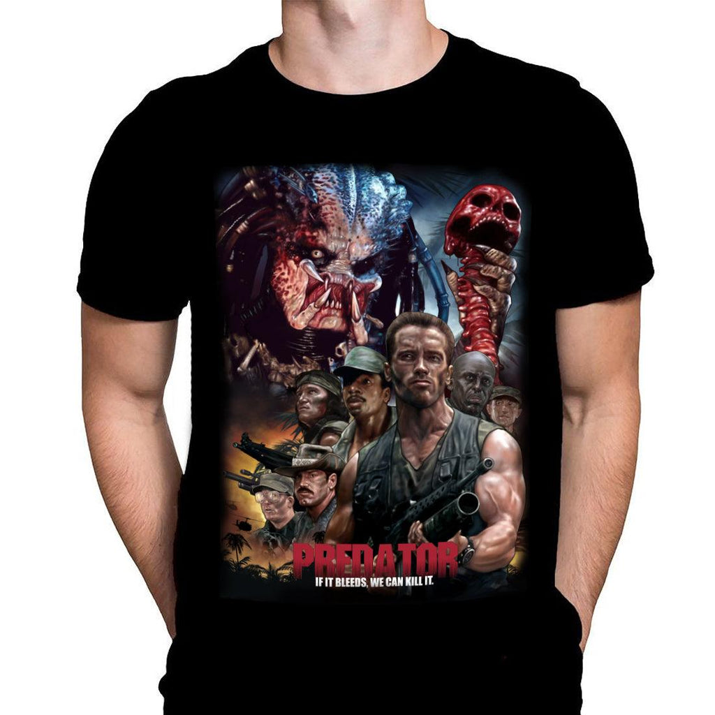Predator - If It Bleeds - Classic Horror Movie Art - T-Shirt by Peter Panayis - Wild Star Hearts 