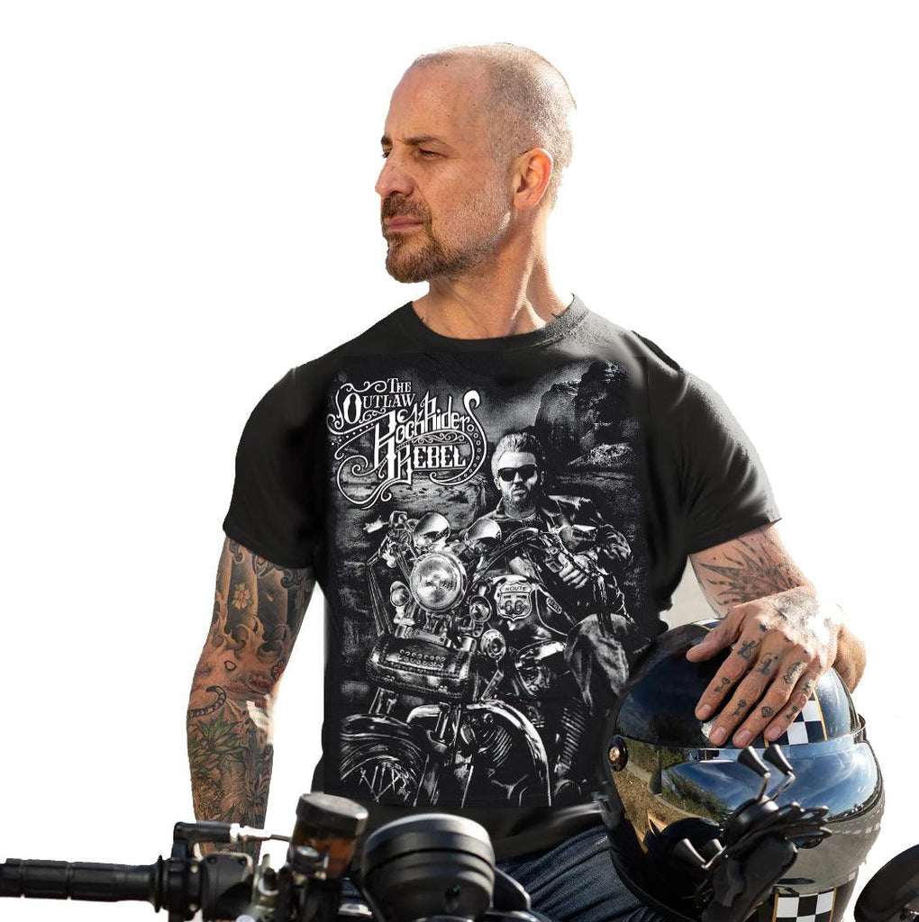 The Outlaw - Mens Biker T-Shirt - Wild Star Hearts 