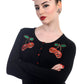Banned Alternative - Black Cherry Skulls - Black Knit Cardigan