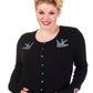 Banned Alternative - Blue Swallows - Black Knit Cardigan