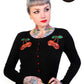 Banned Alternative - Black Cherry Skulls - Black Knit Cardigan
