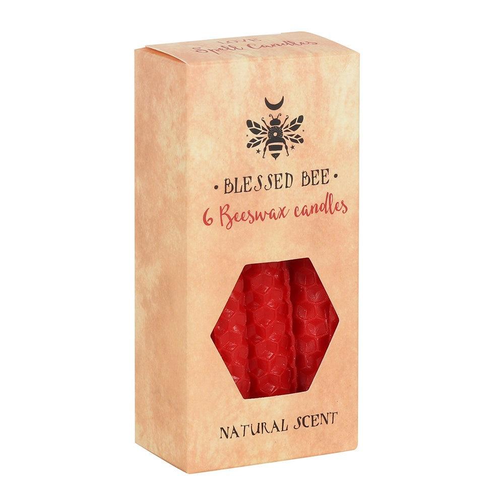 6 x Red Blessed Bee Beeswax Spell Candle for Love and Courage - Wild Star Hearts 