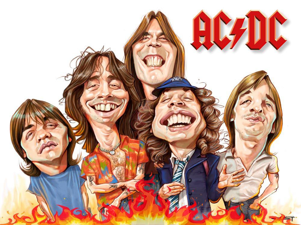 Sebastian Cast - BON SCOTT - AC/DC Musician Caricature - Art Print ...