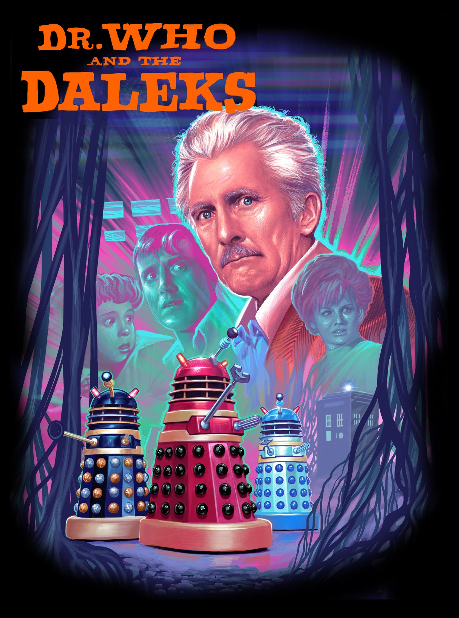 T-shirt Dr Who And The Daleks – Bleu Charbon, Taille L Homme