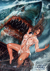 Rick Melton - Megladon - Shark Poster| Trash Horror Shark Art Print