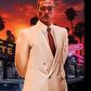 Movie poster for 'No Retreat No Surrender' featuring a man in a suit with a neon sign and car in the background.