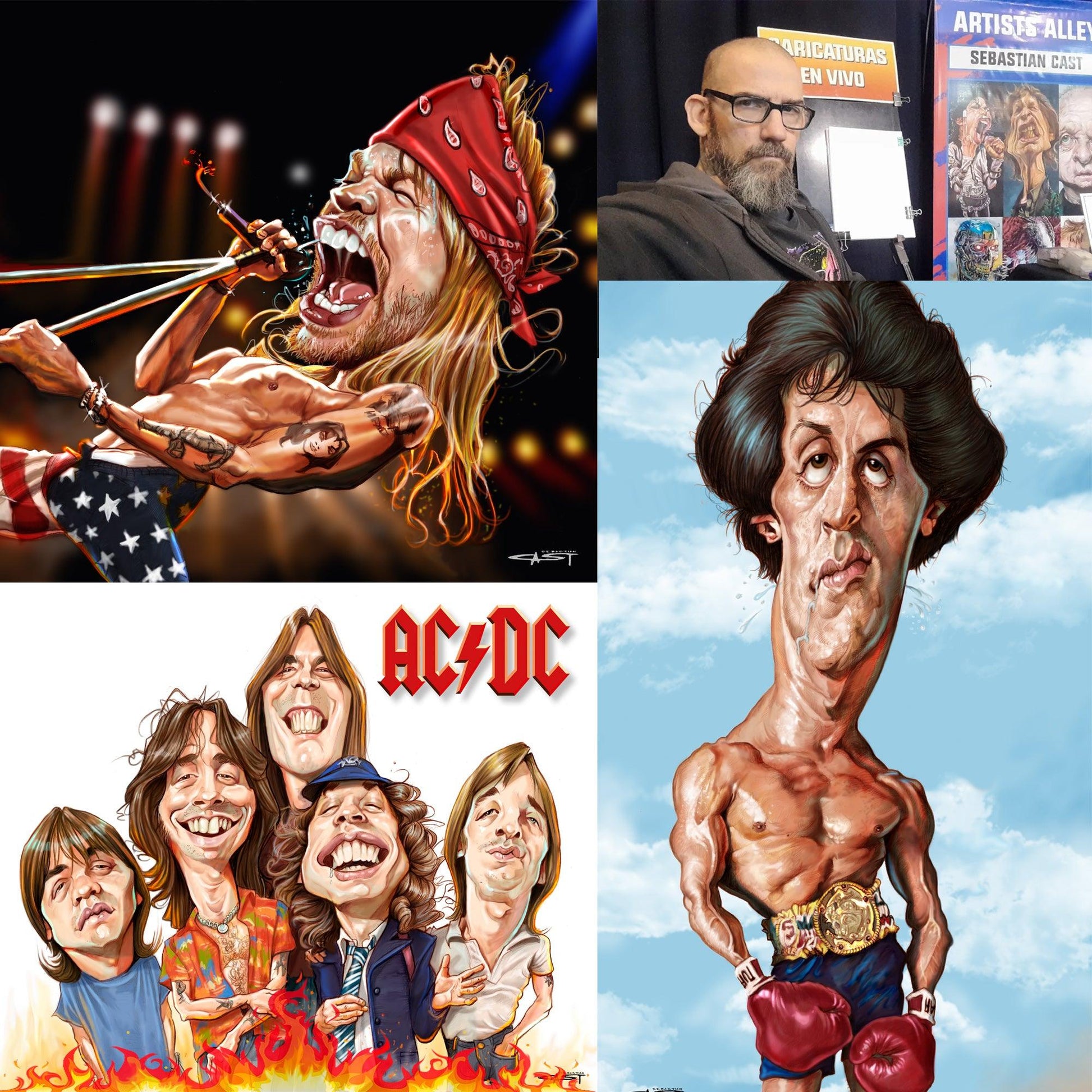 Sebastian Cast - AXEL ROSE - Muscian Caricature - Art Print – Wild Star ...