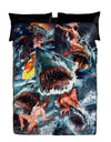 WSH - Rick Melton's Shark Attacks - Twin Bedspread Top Cover / Throw / Fleece