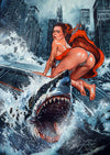 Rick Melton - SWIM - Shark Poster | Trash Horror Shark Art Print