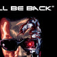 Artistic depiction of a robot with sunglasses and text 'I'll be back' on a black background.