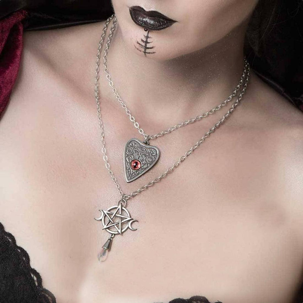 Image of Goddess Necklace shown on model with another product