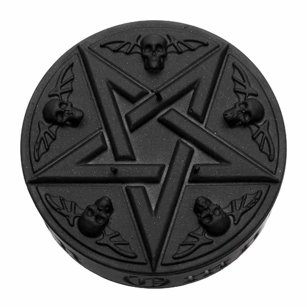 Black Pentagram Occult Skull Candle - Wild Star Hearts 