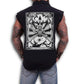 Image of back print of workers shirt