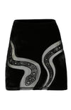 Restyle - Cathedral Snake - Womens Velvet Flocked Mini Skirt