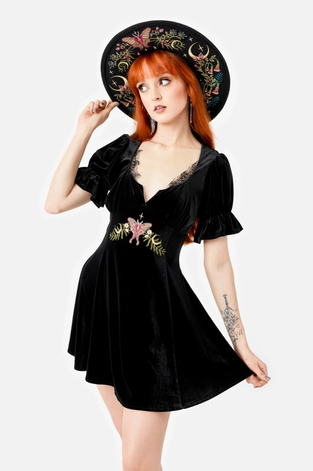 Restyle - Midnight Floral - Cottagecore Mini Dress