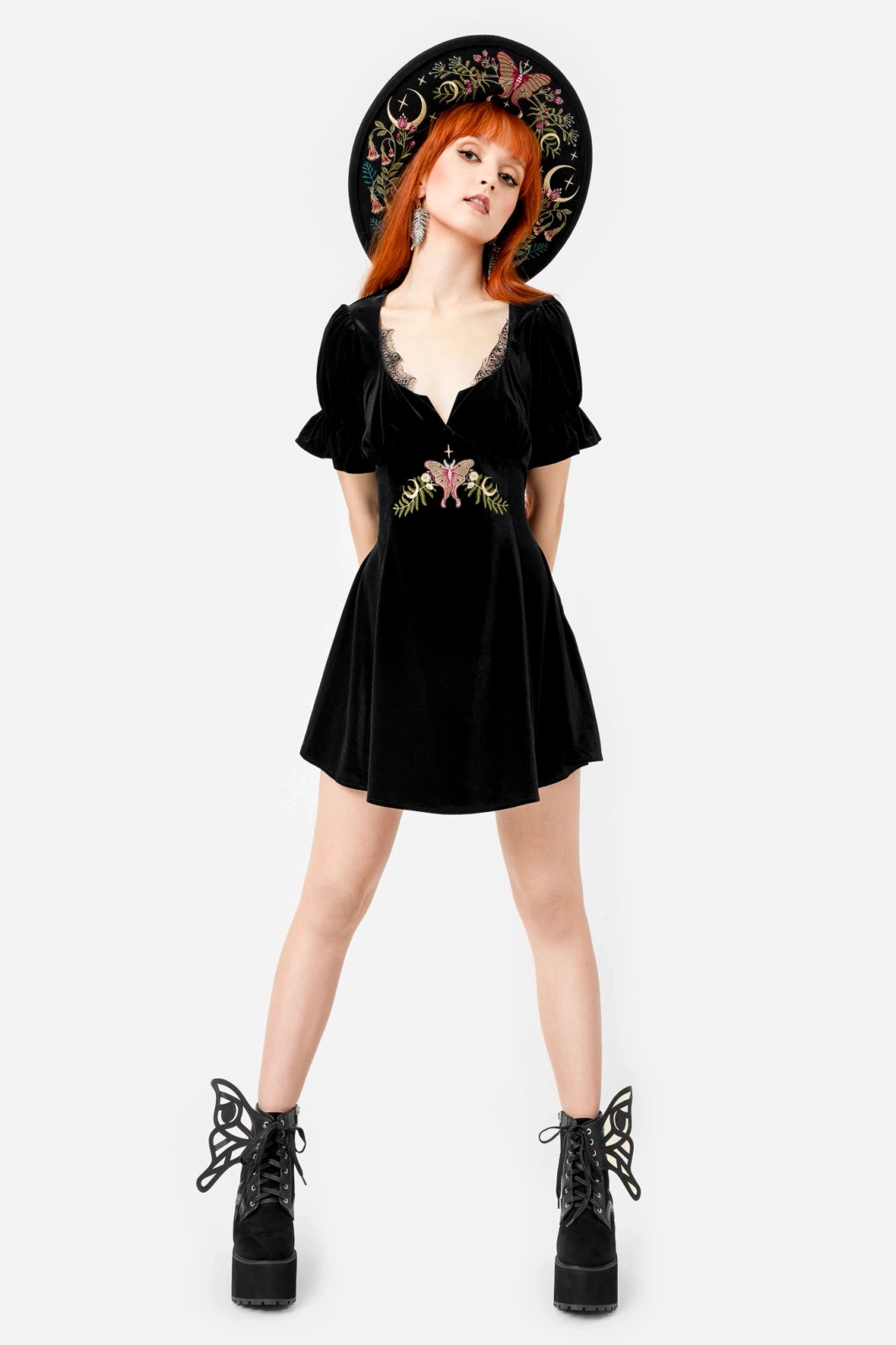 Restyle - Midnight Floral - Cottagecore Mini Dress