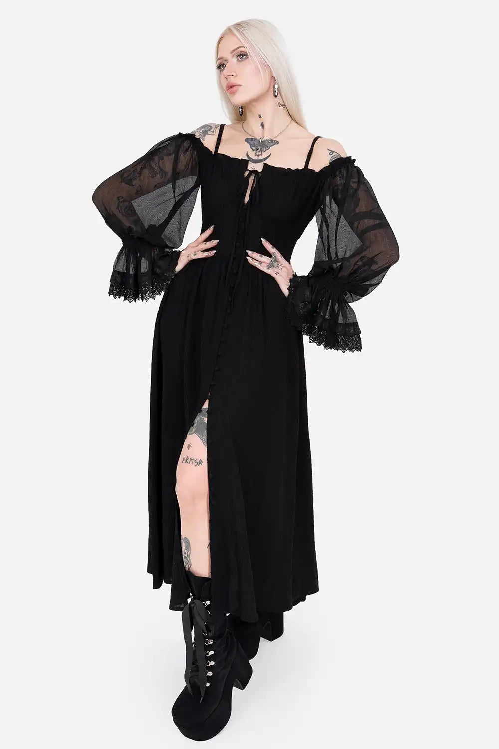 knee length dresses for ladies Gothic Long Dress – Goth N' Rock