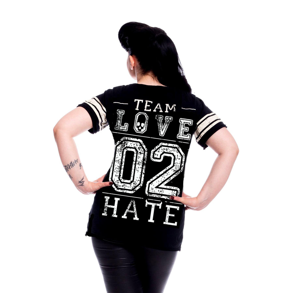 Heartless - LOVE 2 HATE - Womens Black T-Shirt - Wild Star Hearts 