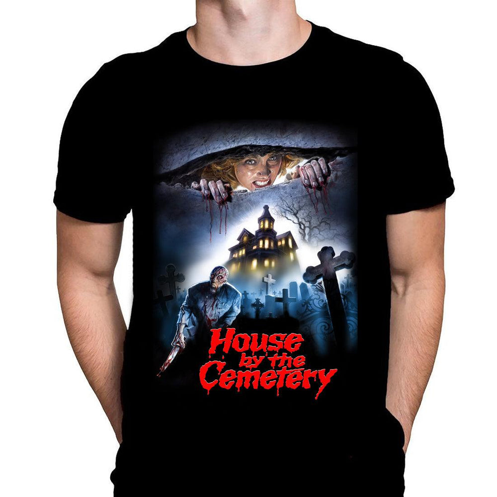 Classic Horror T-Shirt - House By The Cemetery - Gory Horror Movie 