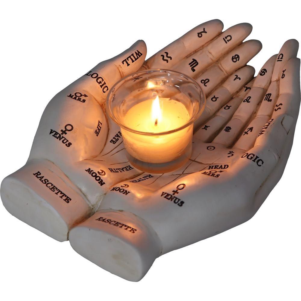 Nemesis Now - Palmist's Guide - White Candle Holder - Wild Star Hearts 