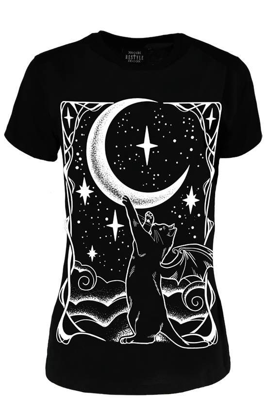 Restyle - CAT MOON CRESCENT - T-Shirt - Wild Star Hearts 