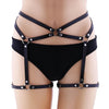 Restyle - Cross Waist Garter - Adjustable - Black Vegan Leather - Wild Star Hearts 