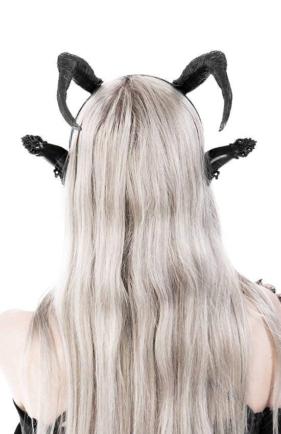 Restyle - DARK ELF HORNS - Gothic Headpiece, Black Headband, Satan Horns - Wild Star Hearts 