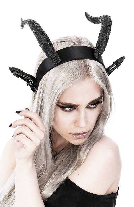 Restyle - DARK ELF HORNS - Gothic Headpiece, Black Headband, Satan Horns - Wild Star Hearts 