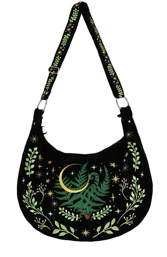 Restyle - HERBAL Hobo Bag Fern Embroidery - Work / Travel Bag - Wild Star Hearts 