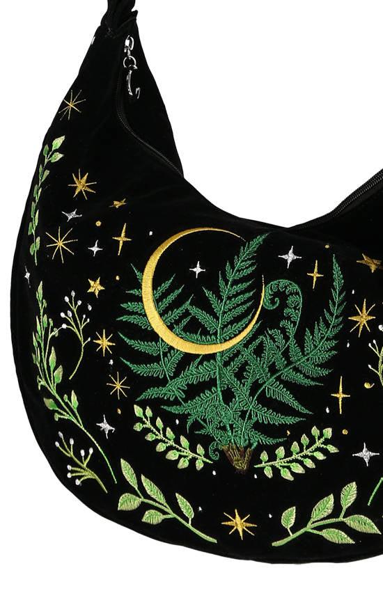 Restyle - HERBAL Hobo Bag Fern Embroidery - Work / Travel Bag - Wild Star Hearts 