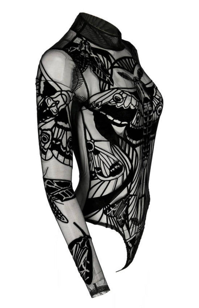 Restyle - Moths Contour mesh bodysuit - Wild Star Hearts 