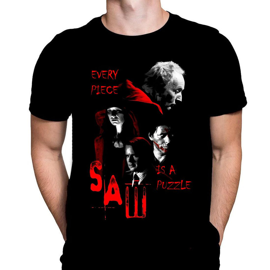 SAW - Every Piece Is A Puzzle - Classic Horror Movie Art - T-Shirt - Wild Star Hearts 