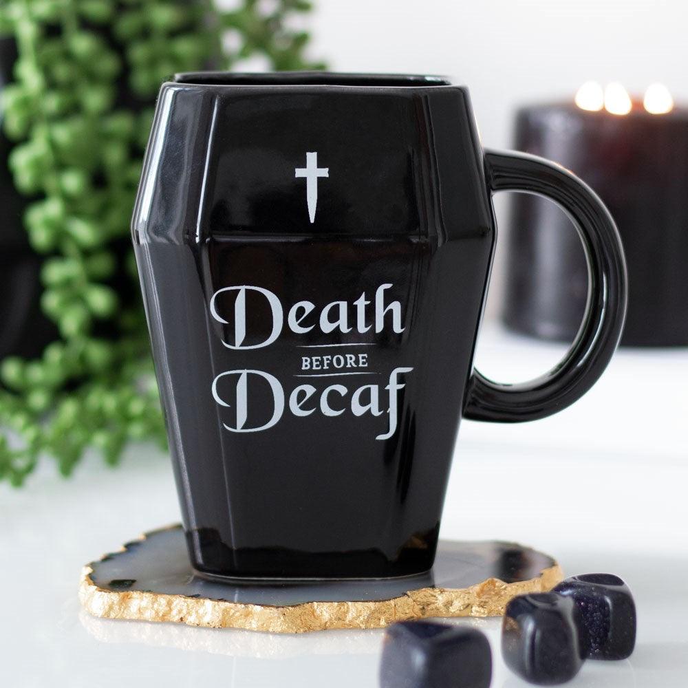 Something Different - Death Before Decaf - Coffin Mug - Wild Star Hearts 