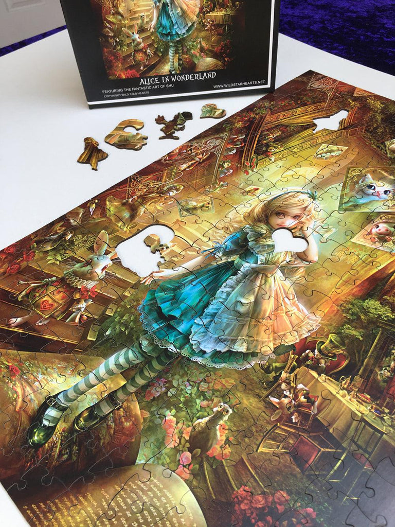 WSH- Alice In Wonderland - 300pc Wooden Puzzle with Whimsie Shapes - Wild Star Hearts 