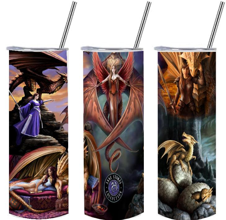 WSH - Copperwing Collage - Skinny Tumbler - Anne Stokes Art - Wild Star Hearts 