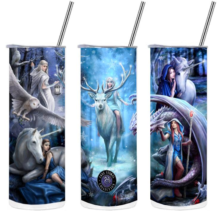 WSH - Fantasy Forest Collage - Skinny Tumbler - Anne Stokes Art - Wild Star Hearts 